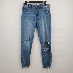 Pistola Mid Rise Raw Hem Destroyed Jeans Denim Pants Women Size 29